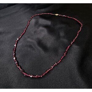 Vintage 14K Gold Clasp Garnet Beaded Necklace Elegant Deep Red Gemstone Jewelry